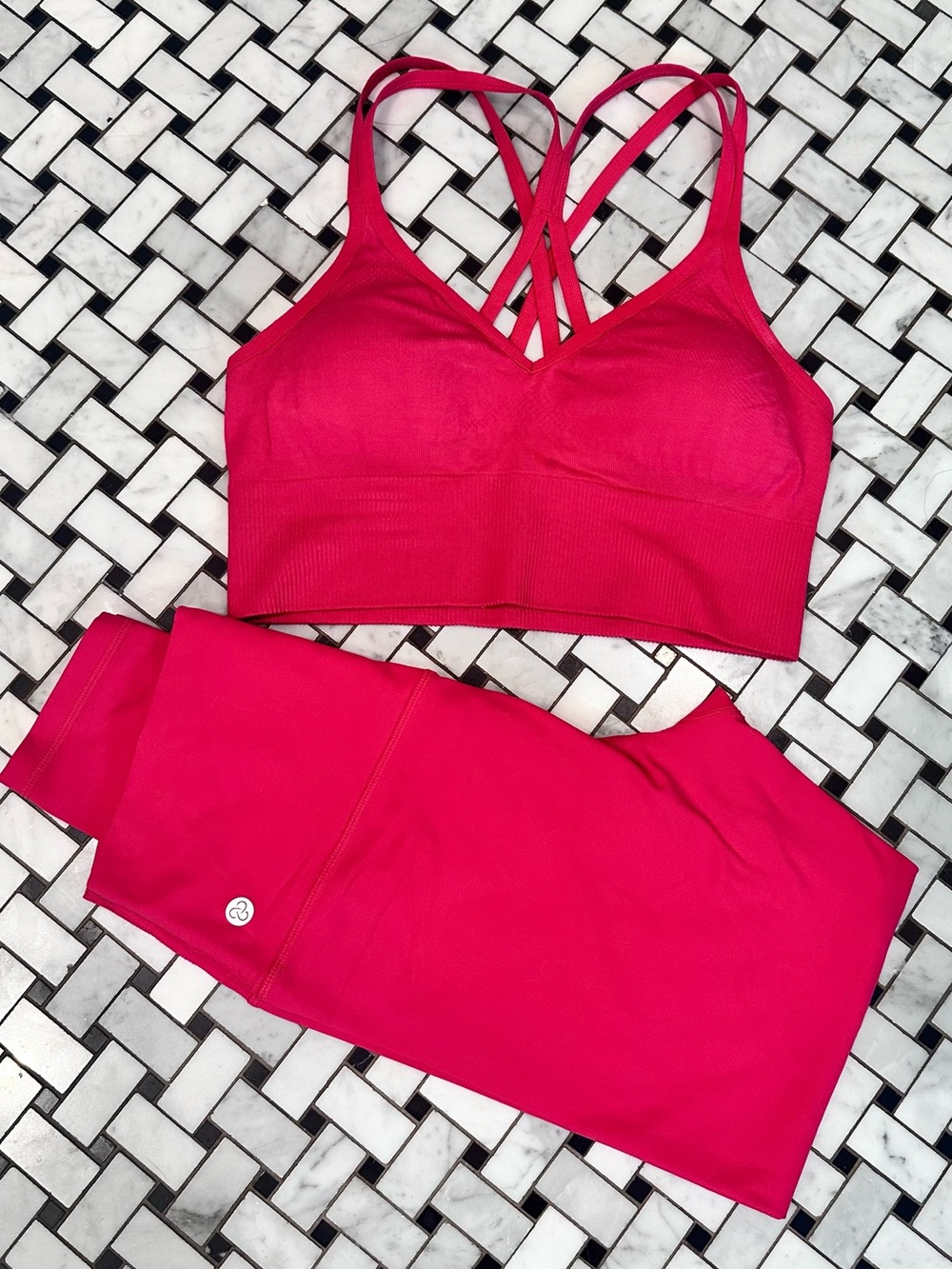 Zella Hot Pink Seamless Leggings & Bra crop top Set Medium Nordstrom